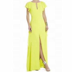BCBGMaxAzria Bright Lime Flutter Maxi NWT $89 Firm